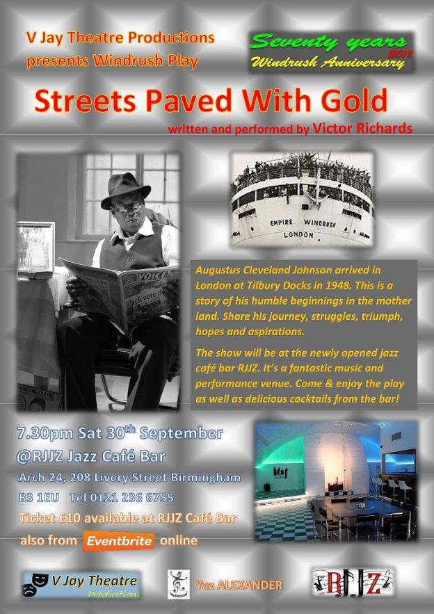 Windrush play STREETS PAVED WITH GOLD by Victor Richards at RJJZ jazz cafe bar in Birmingham | Blacknet UK