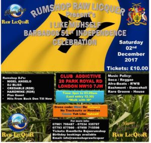 Rumshop Raw Licquer Presents Barbados 51st Independence Celebration | Blacknet UK