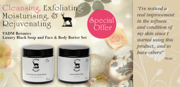 Black Soap and Face and Body Butter Set with Testimonial