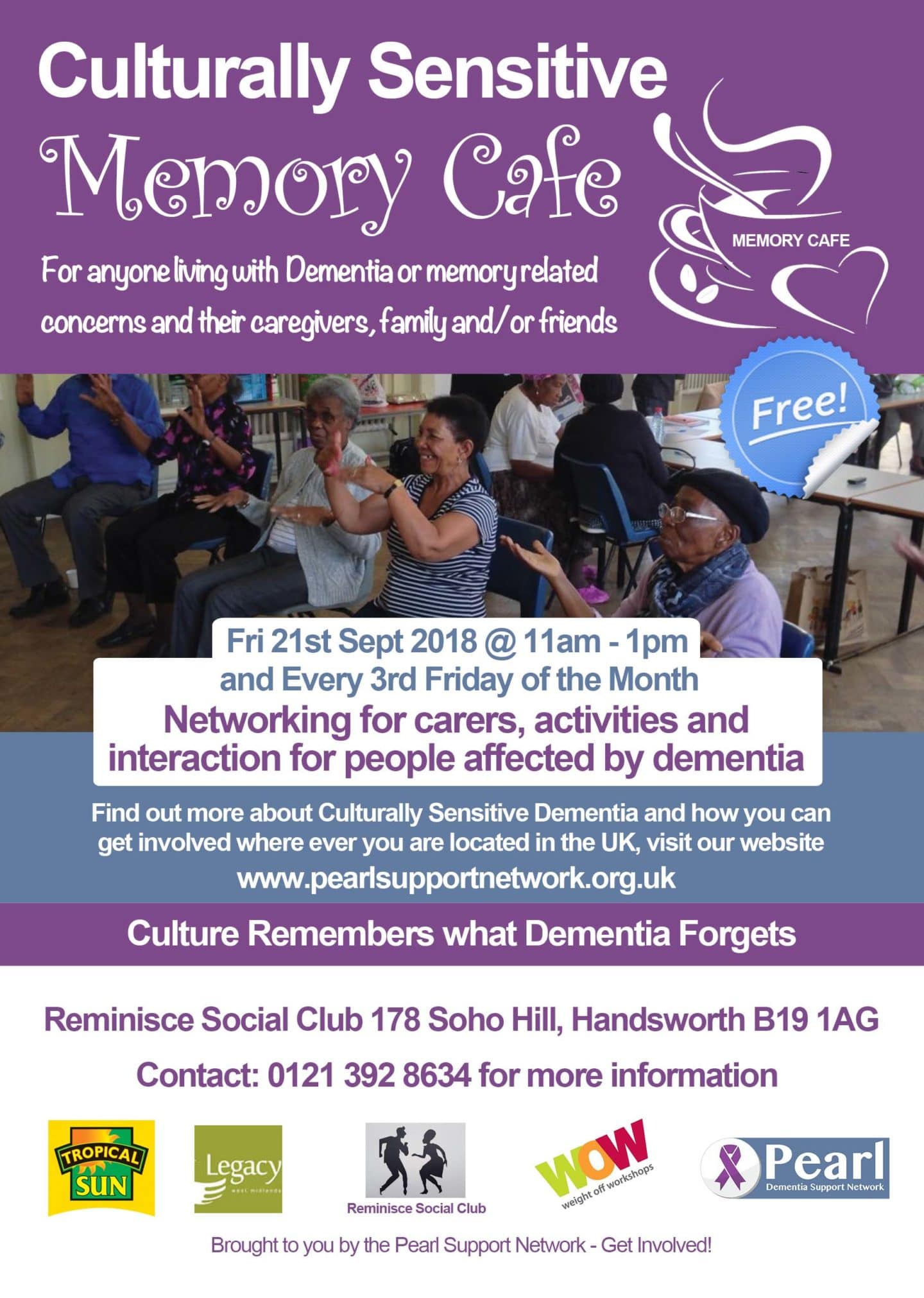 Culturally Sensitive Memory Cafe Sept 21st 2018 Birmingham