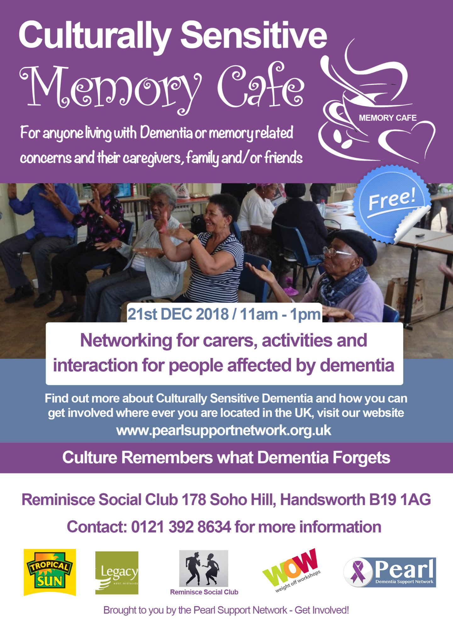 Culturally Sensitive Memory Cafe - Birmingham - Pearl Support Network