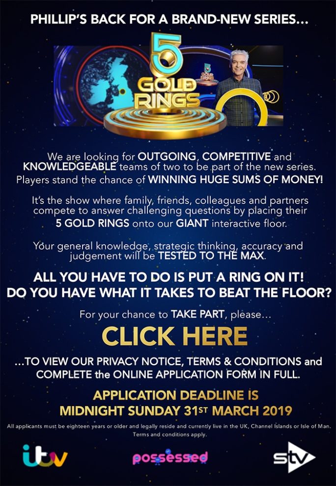 5 Gold Rings Casting Call - ITV