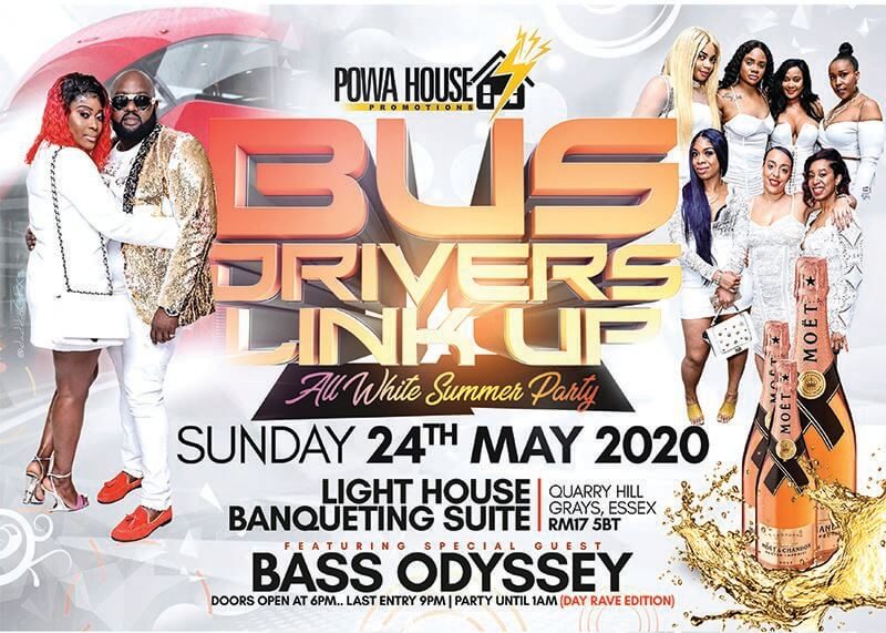Flyer Bus Drivers Link Up 2020 - Light House Banqueting Suite featuring Bass Odyssey Sunday 24th May 2020